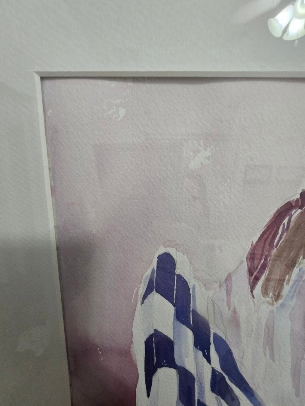 Woman With Blue & White Striped Cloth Watercolor By Hennessey In Silver Frame - Picture 5 of 14